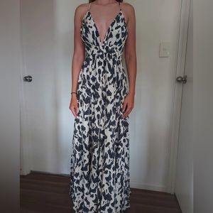 Print cross cross backless cami dress